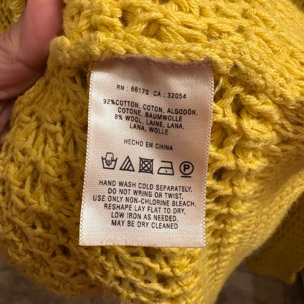 Charlie & Robin Anthropologie Onshore Breeze Open Crochet Cardigan Yellow Medium - Picture 10 of 10